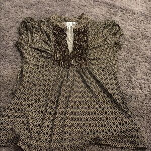 Heart Soul Women's Blouse with Black and Cream Circles